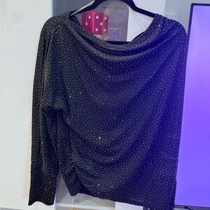 Black Long Sleeve Top with Silver Sparkles NWT